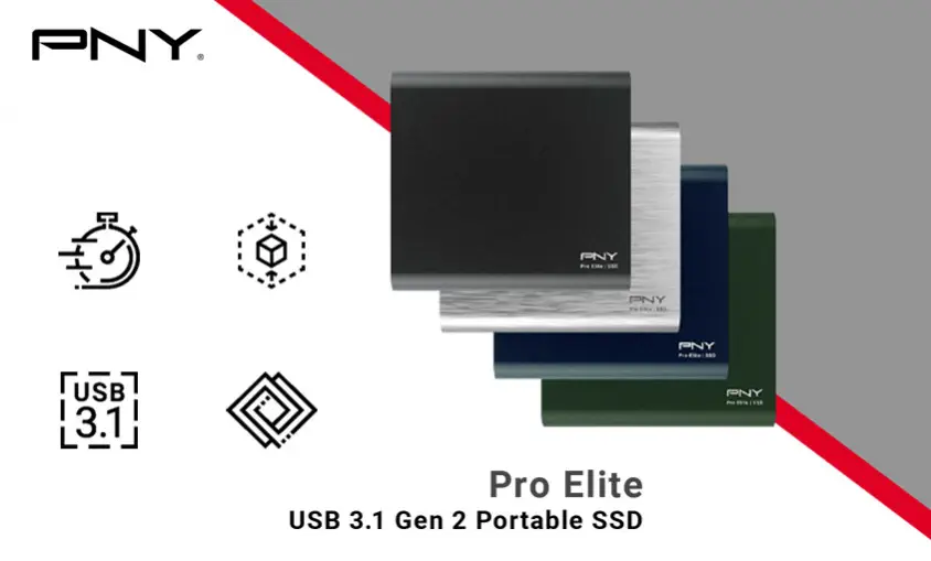 PNY Pro Elite Gümüş 500GB USB 3.1 Gen2 Type-C Taşınabilir SSD Disk
