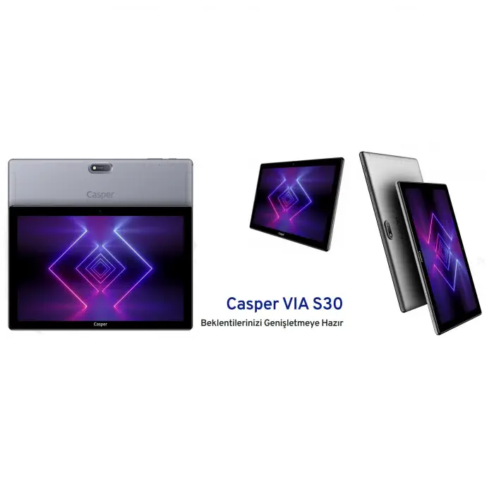 Casper Via S30 64 GB 10″ Tablet Metalik Gri