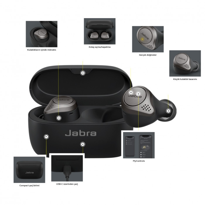 Jabra Elite 75T Kulakiçi Bluetooth Kulaklık Gold – Distribütör Garantili