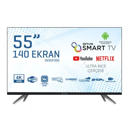 Onvo OV55F350 55 inç 140 Ekran Ultra HD Android Smart LED TV