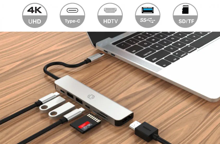 Frisby FA-7662TC USB Type-C To HDMI + USB + SD/TF + PD Şarj Adaptör 