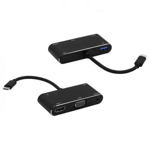 Frisby FA-7664TC USB Type-C - HDMI + VGA + SES + USB 3.0 + PD Şarj Adaptör