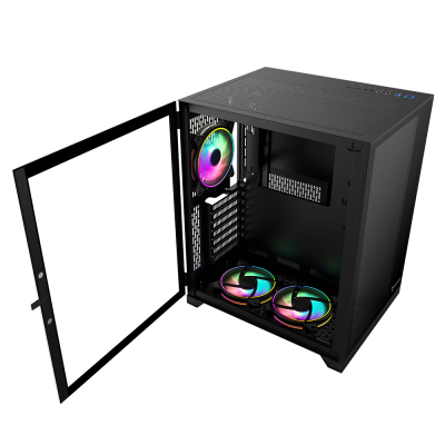 GamePower Warcry Compact ATX 3 * ARGB Sessiz Fan Temper Cam Gaming RGB Kontrolcüsü ve Uzaktan Kumanda Kasa 