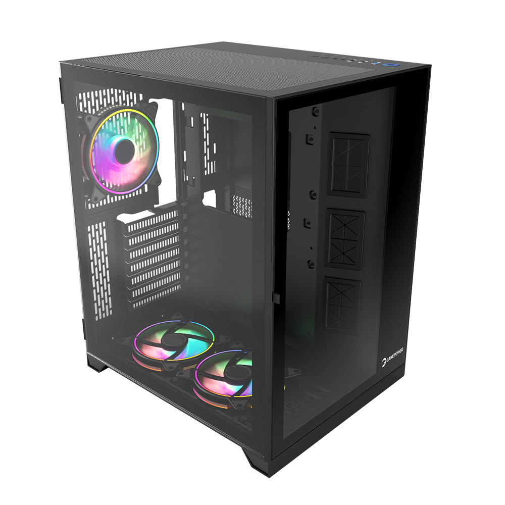 GamePower Warcry Compact ATX 3 * ARGB Sessiz Fan Temper Cam Gaming RGB Kontrolcüsü ve Uzaktan Kumanda Kasa 