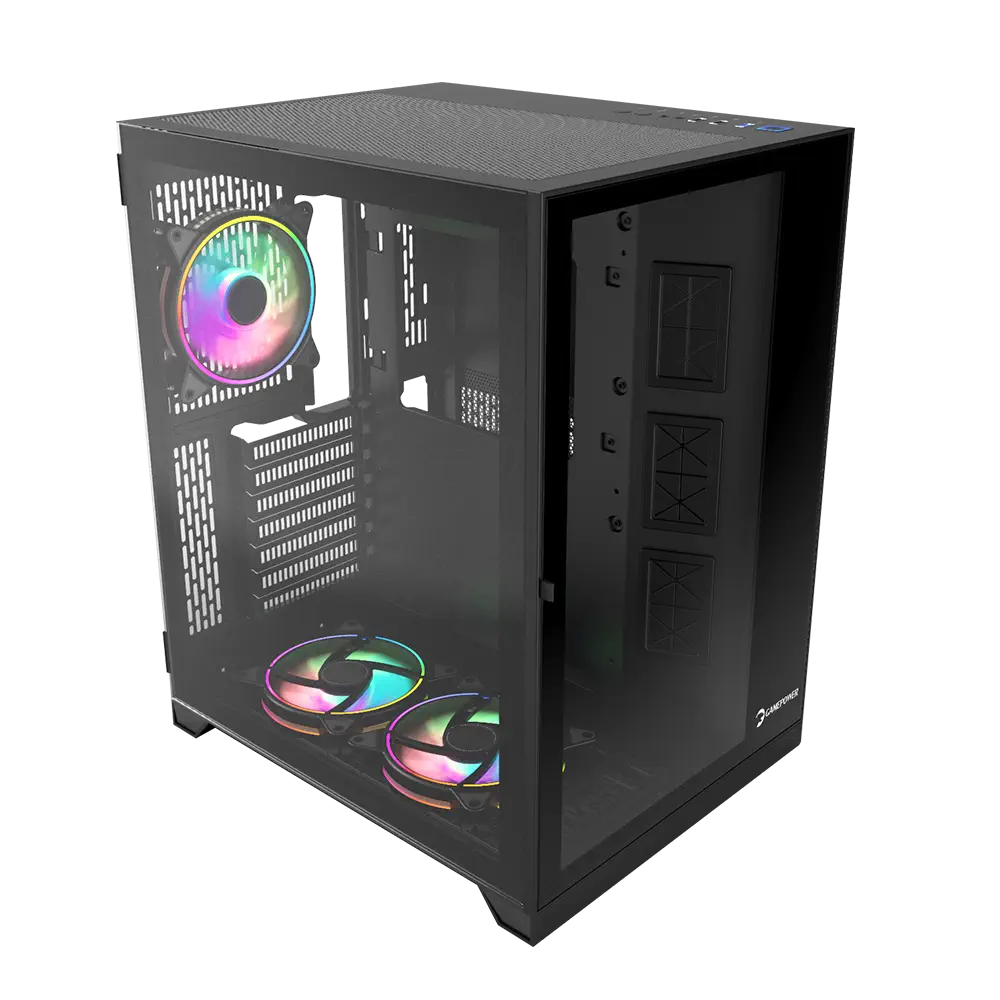 GamePower Warcry Compact ATX 3 * ARGB 550W +80 Bronz Dahili PSU Sessiz Fan Temper Cam  Gaming RGB Kontrolcüsü ve Uzaktan Kumanda Kasa 