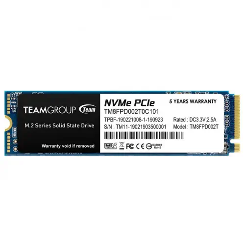 Team MP33 Pro 2TB 2400/2000MB/s NVMe PCIe Gen3x4 M.2 SSD Disk