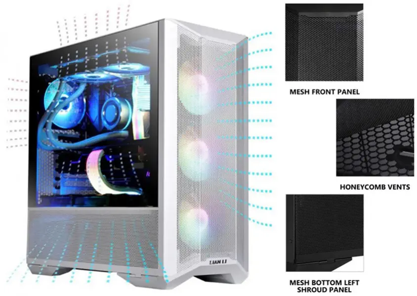 Lian Li 011 Lancool II Mesh Beyaz RGB Mid-Tower E-ATX Gaming (Oyuncu) Kasa (G99.LAN2MRS.50)