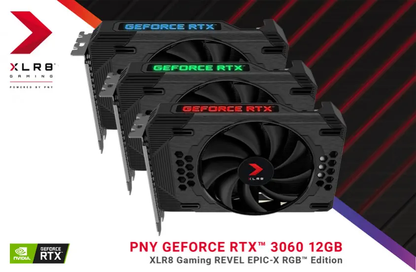 PNY GeForce RTX 3060 12GB XLR8 Gaming Revel Epic-X RGB Single Fan Gaming Ekran Kartı