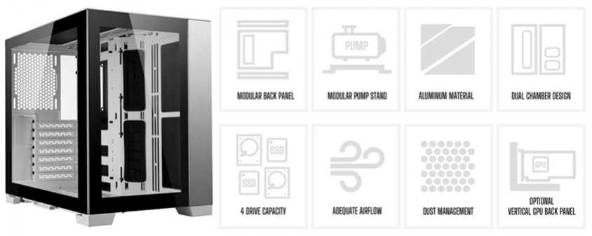 Lian Li O11 Dynamic Mini White O11D MINI-W ATX Mini-Tower Gaming Kasa