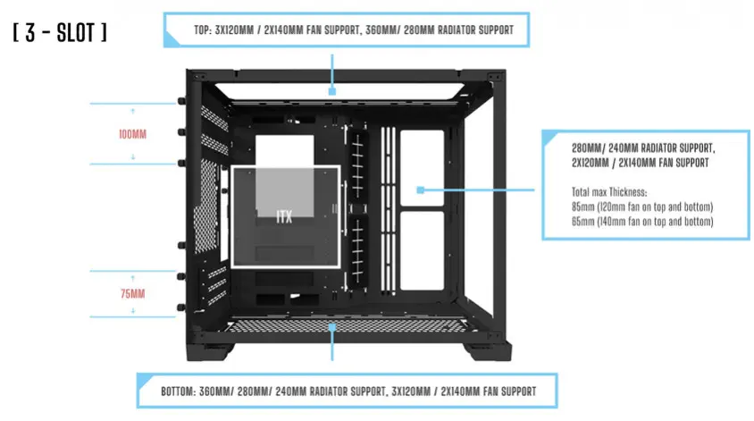 Lian Li O11 Dynamic Mini Siyah Midi-Tower ATX Gaming (Oyuncu) Kasa (G99.O11DMI-X.00)