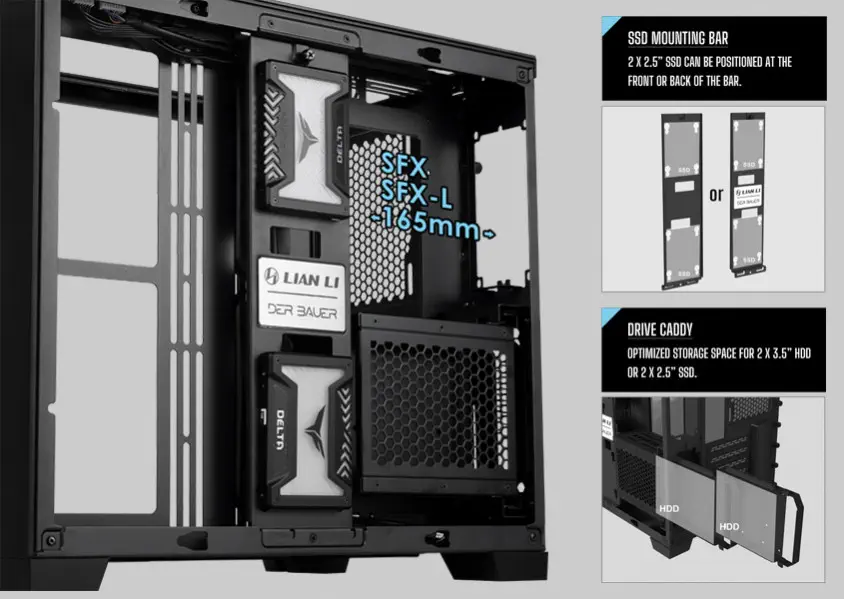 Lian Li O11 Dynamic Mini Siyah Midi-Tower ATX Gaming (Oyuncu) Kasa (G99.O11DMI-X.00)