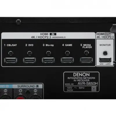 Denon AVR-S650H 5.2 Ch. AV Network 4K Bluetooth Receiver 