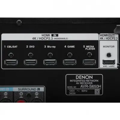 Denon AVR-S650H 5.2 Ch. AV Network 4K Bluetooth Receiver