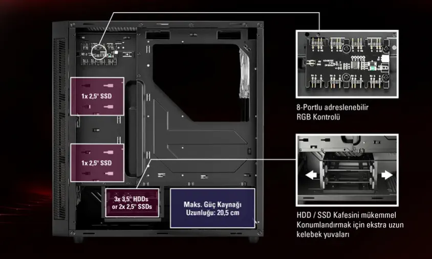 Sharkoon TG5 Pro RGB SHP650 V2 650W TX Mid-Tower Gaming Kasa