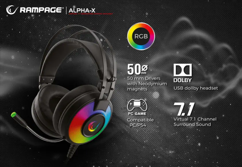 Rampage SN-RW66 ALPHA-X RGB Kablolu Gaming Kulaklık