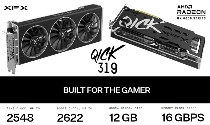 XFX Speedster QICK 319 AMD Radeon RX 6700 XT Black Gaming Ekran Kartı