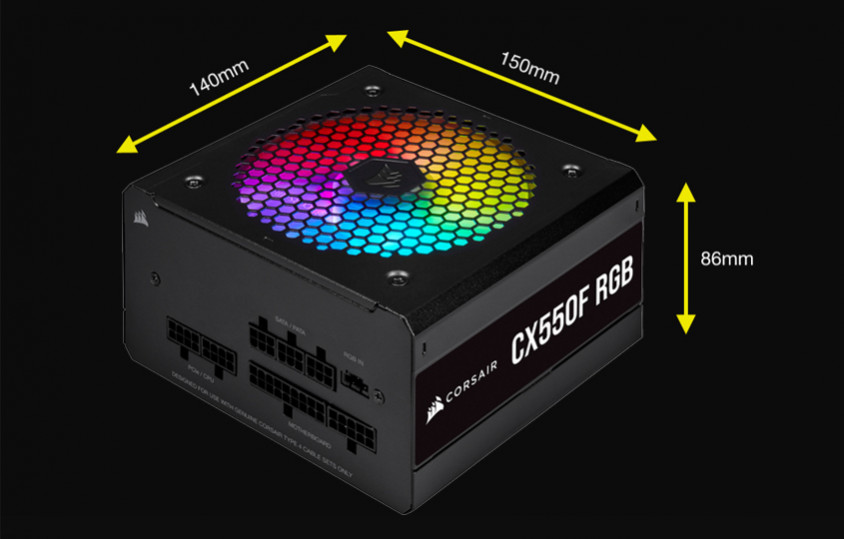 Corsair CX550F RGB CP-9020216-EU 550W Full Modüler Power Supply
