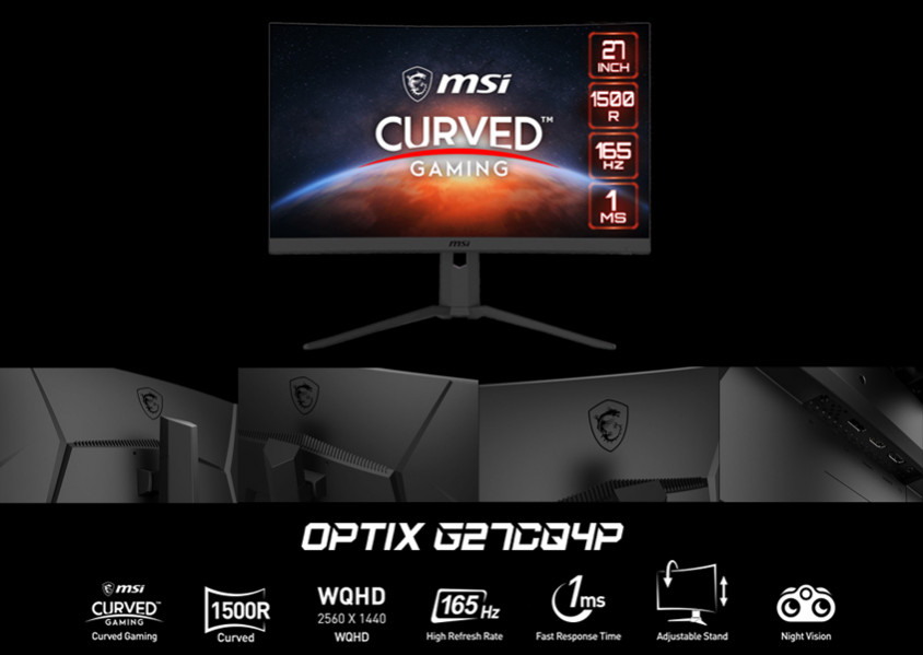 MSI Optix G27CQ4P 27” 1ms 165Hz FreeSync Premium VA WQHD Curved Gaming