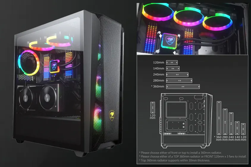 Cougar MX660 Mesh RGB GEX 850W E-ATX Mid-Tower Gaming Kasa