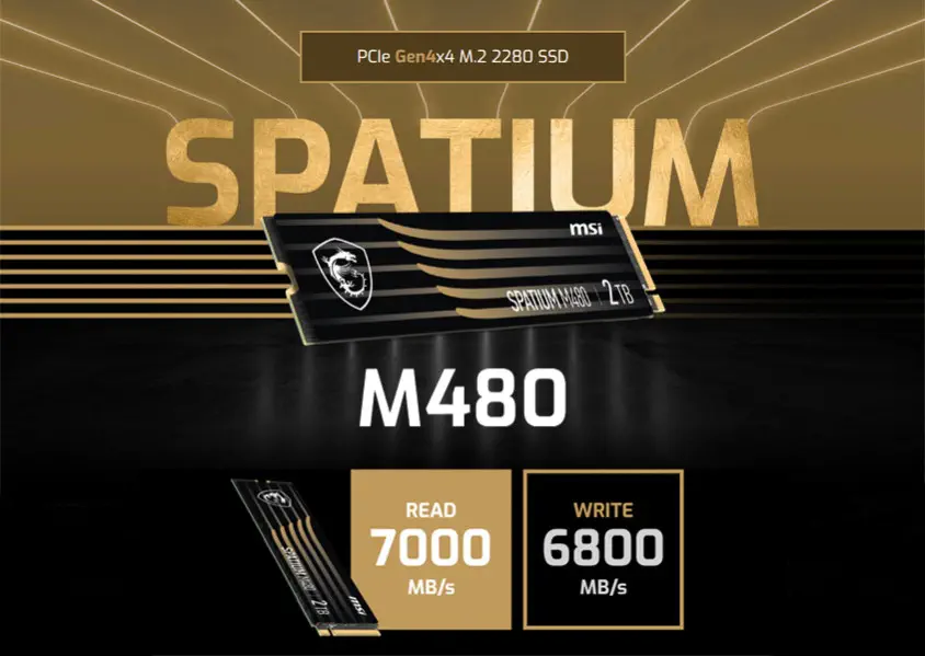 MSI Spatium M480 1TB PCIe NVMe M.2 SSD Disk