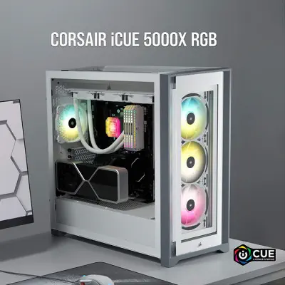 Corsair iCUE 5000X RGB CC-9011213-WW E-ATX Mid-Tower Gaming Kasa