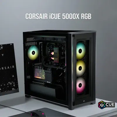 Corsair iCUE 5000X RGB CC-9011212-WW E-ATX Mid-Tower Gaming Kasa