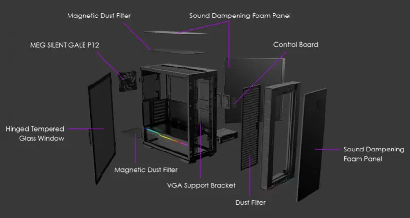 MSI MPG QUIETUDE 100S E-ATX Mid-Tower Gaming Kasa