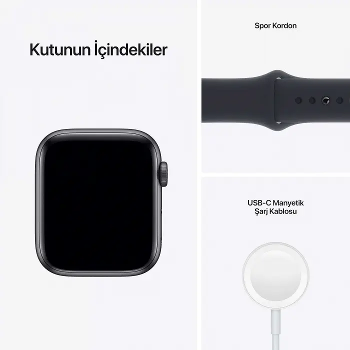 Apple Watch SE GPS 44mm Uzay Grisi Alüminyum Kasa ve Gece Yarısı Spor Kordon MKQ63TU/A 