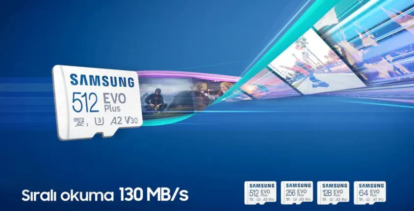 Samsung Evo Plus 128GB Adaptörlü Micro SDXC Hafıza Kartı