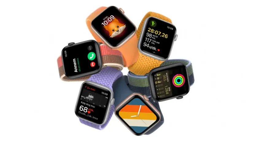 Apple Watch SE Altın Alüminyum Kasa ve Yıldız Işığı Spor Kordon