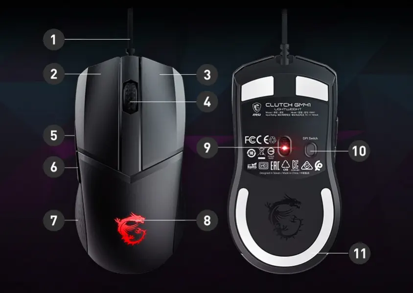 MSI Clutch GM41 Lightweight Kablolu Gaming Mouse