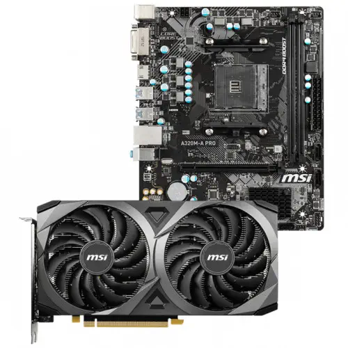 MSI GeForce RTX 3060 Ventus 2X 12G OC Ekran Kartı + MSI A320M-A Pro Anakart Bundle