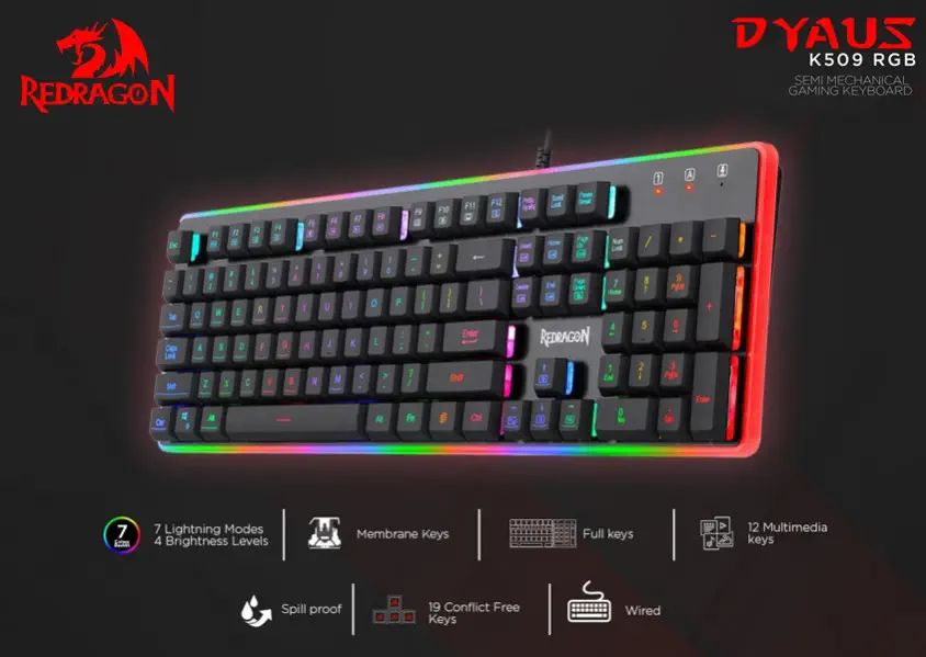 Redragon K509 Dyaus RGB Kablolu Gaming Klavye