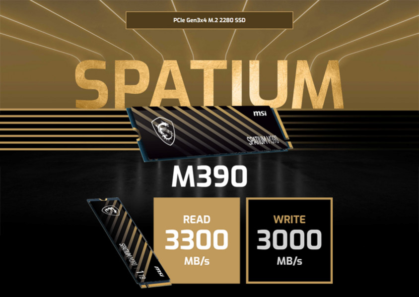 MSI Spatium M390 1TB PCIe NVMe M.2 SSD Disk