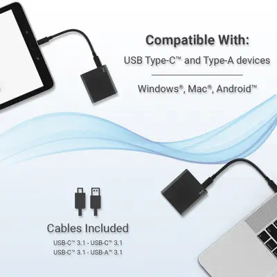 PNY Pro Elite Gümüş 250GB USB 3.1 Gen2 Type-C Taşınabilir SSD Disk