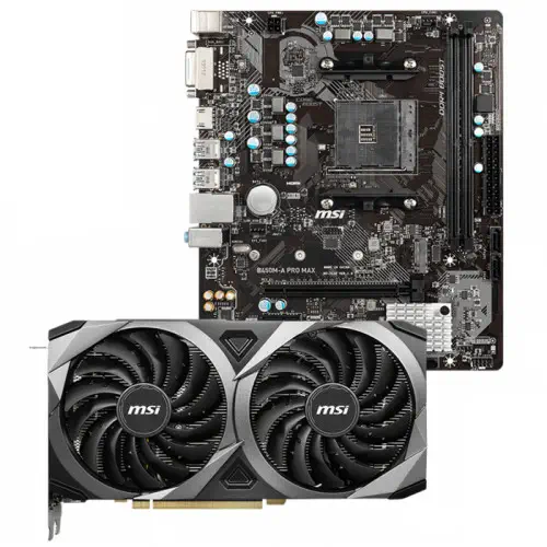 MSI GeForce RTX 3070 Ventus 2X 8G OC LHR Ekran Kartı + MSI B450M-A PRO MAX Anakart Bundle