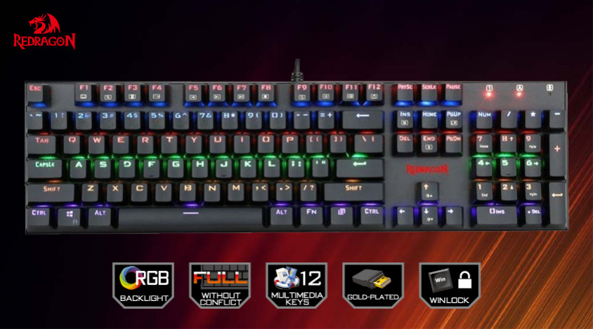 Redragon K565R-1 Rudra Mekanik Kablolu Gaming Klavye