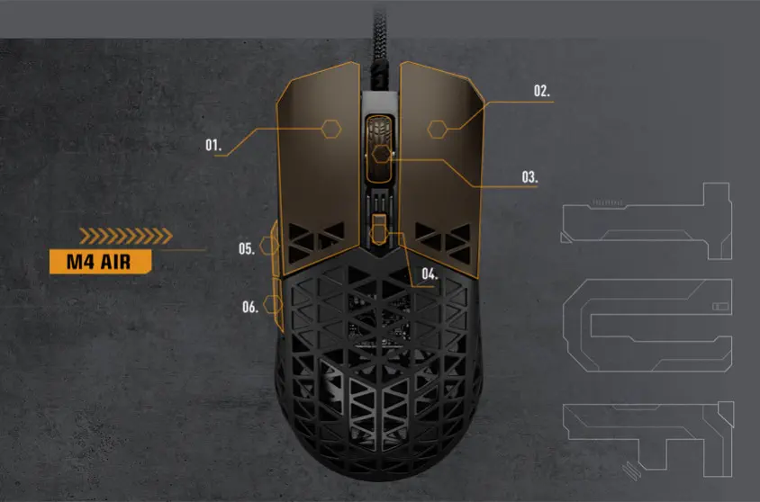 ASUS TUF Gaming M4 Air Kablolu Gaming Mouse
