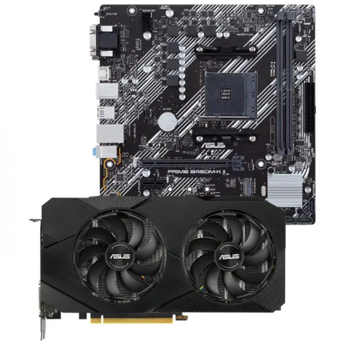 Asus DUAL-RTX2060-O6G-EVO Ekran Kartı + Asus Prime B450M-K II Anakart Bundle