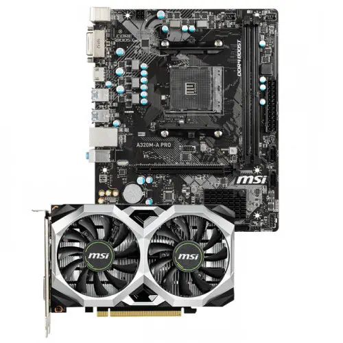 MSI GeForce GTX 1650 D6 VENTUS XS OC Ekran Kartı + MSI A320M-A Pro Anakart Bundle