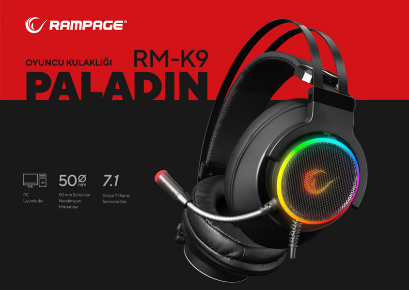 Rampage RM-K9 PALADIN Kablolu Gaming Kulaklık