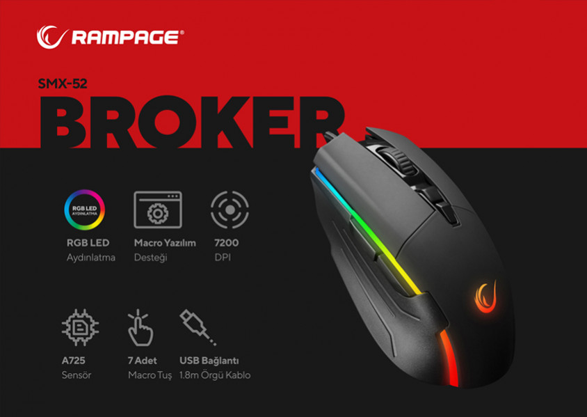 Rampage SMX-52 BROKER Kablolu Gaming Mouse