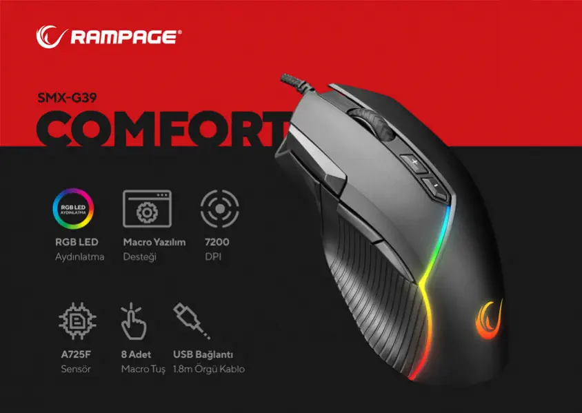 Rampage SMX-G39 COMFORT Kablolu Gaming Mouse