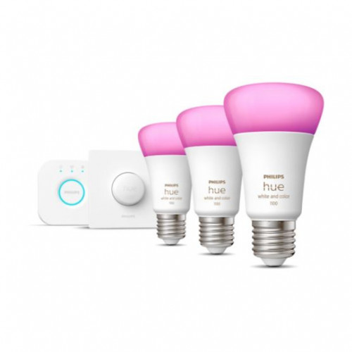 Philips HueWCA 9-75W Renkli Akıllı Başlangıç Seti 3`lü Akıllı Butonlu E27 Bluetooth Özellikli
