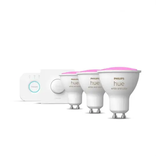 Philips HueWCA 4.3W Renkli Akıllı Başlangıç Seti 3`lü Akıllı Butonlu GU10 Spot Bluetooth Özellikli