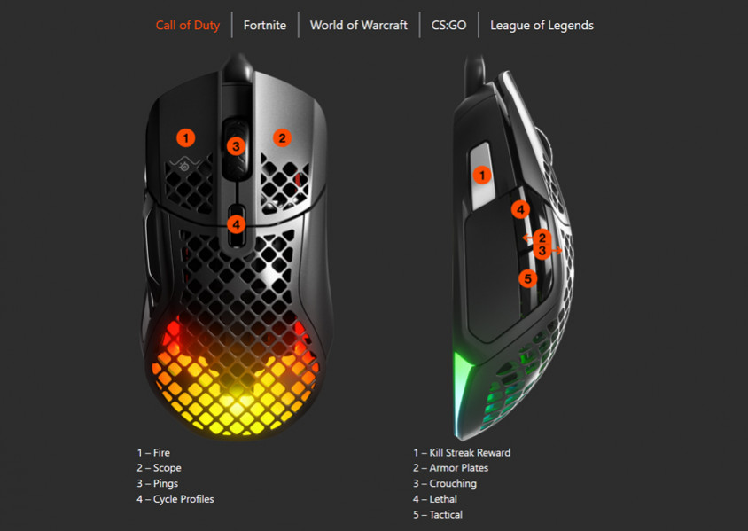 SteelSeries Aerox 5 62401 Kablolu Gaming Mouse