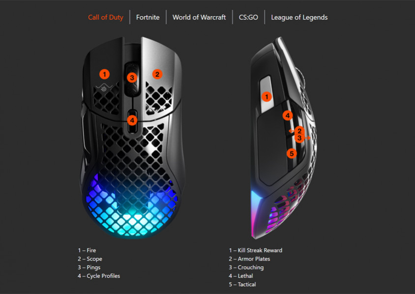 SteelSeries Aerox 5 Wireless 62406 Kablosuz Gaming Mouse