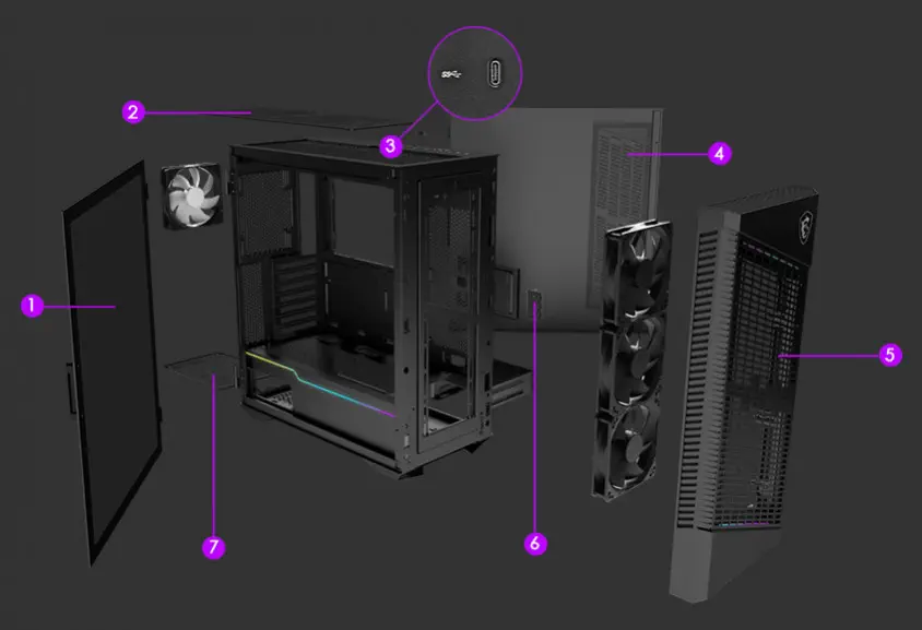 MSI MPG Velox 100P Airflow ATX Mid-Tower Gaming Kasa