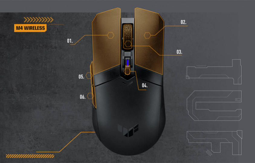 Asus TUF Gaming M4 Wireless Kablosuz Gaming Mouse