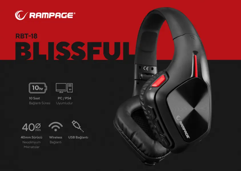 Rampage BLISSFUL RBT-18 Kablosuz Gaming Kulaklık